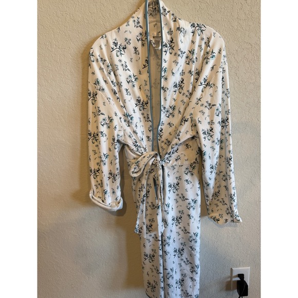 LAKE Other - LAKE Pajamas Floral Robe Kimono Style Womens XL White Blue